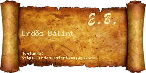 Erdős Bálint névjegykártya